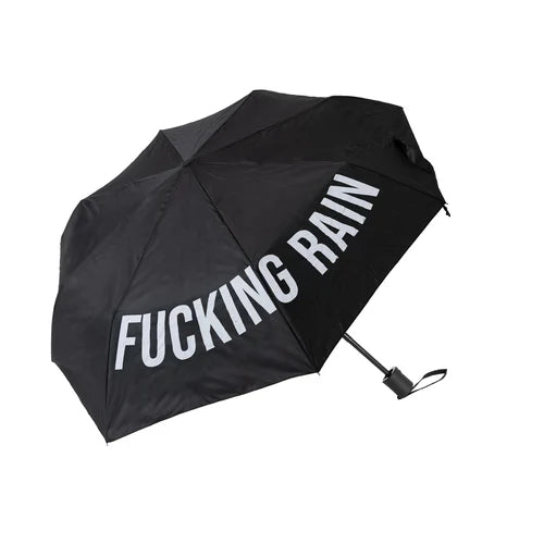 Foldable Umbrella "Fucking Rain" Black