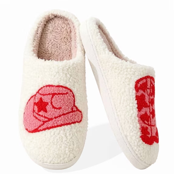 Cozy Pink Cowboy Hat & Boot Slippers