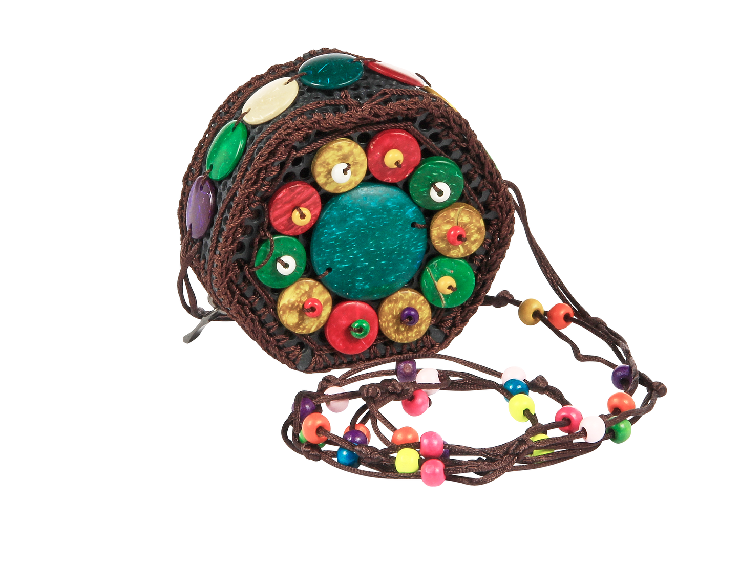 Round Woven Colorful Wooden Beads Mini Bag