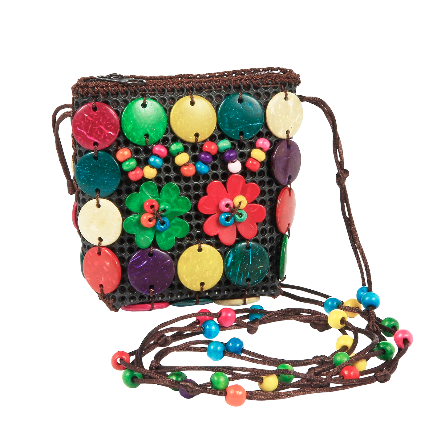 Woven Colorful Wooden Beads Mini Bag