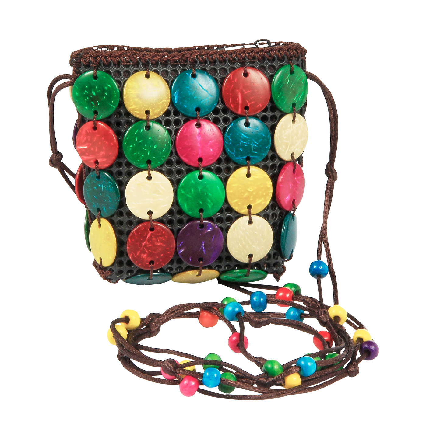 Woven Colorful Wooden Beads Mini Bag