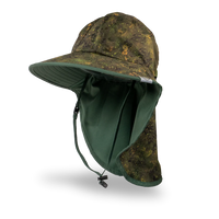 Kid's Back Flap Sun Hat - Green Brush Camo