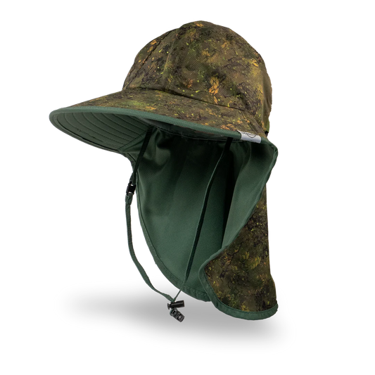 Kid's Back Flap Sun Hat - Green Brush Camo