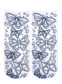 Coloring Socks  - Butterfly