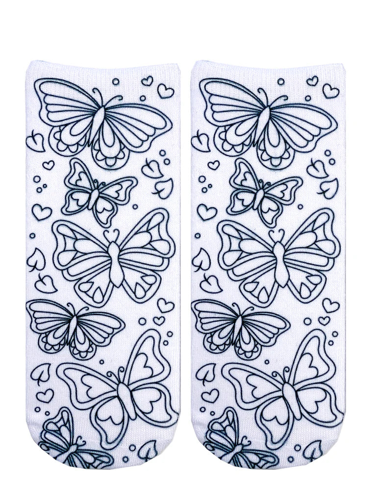 Coloring Socks  - Butterfly