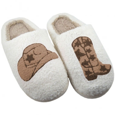 Cozy Brown Cowboy Hat & Boot Slippers