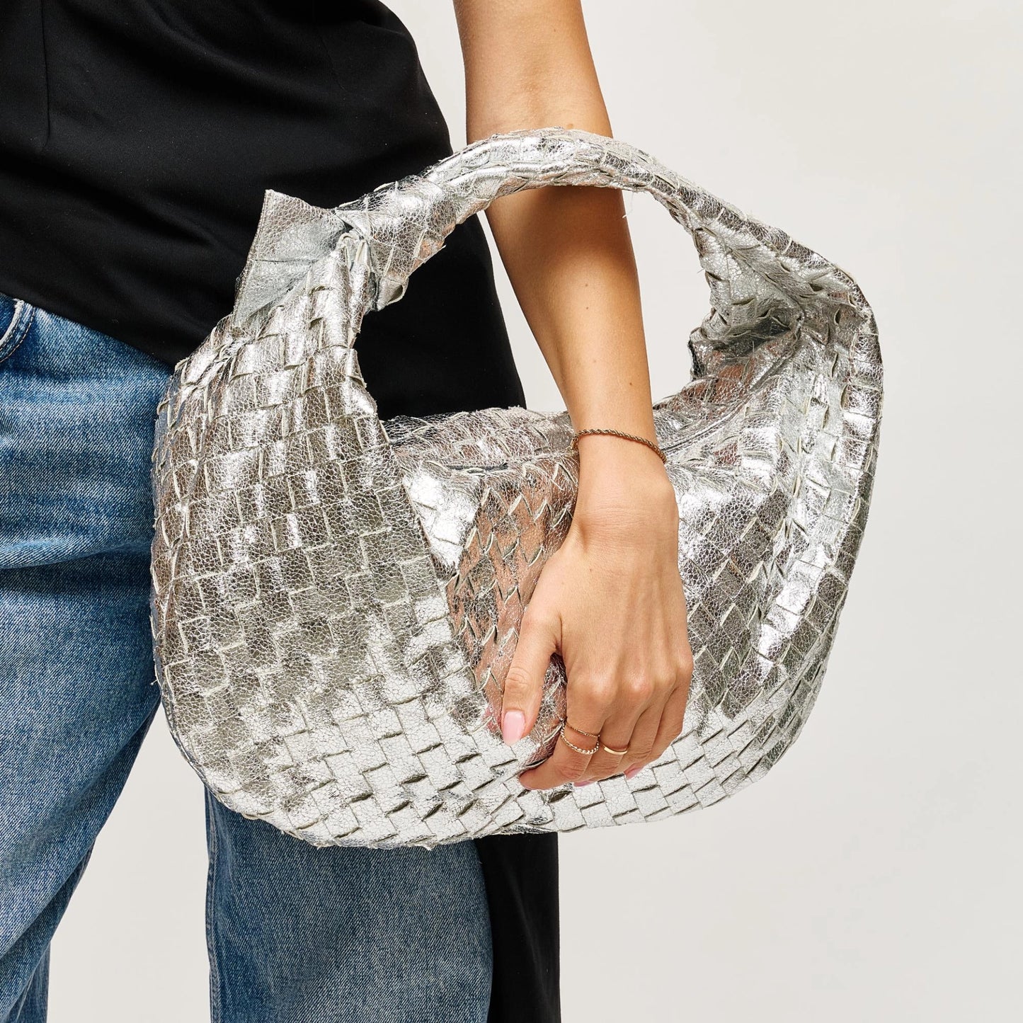 Metalic Woven Large Hobo Bag