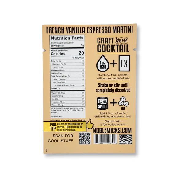 French Vanilla Espresso Martini Single Serve Cocktail Mix