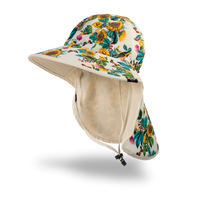 Kid's Back Flap Sun Hat - Garden Flower