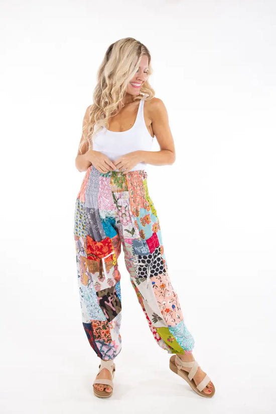 Patchwork Cotton Harem Pants