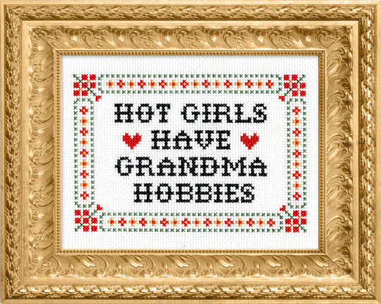 Hot Girls Have Grandma Hobbies Cross-Stitch Kit