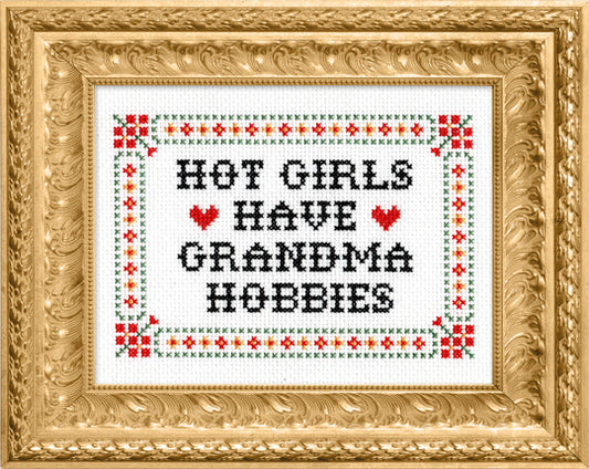 Hot Girls Have Grandma Hobbies Cross-Stitch Kit