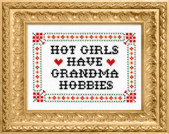 Hot Girls Have Grandma Hobbies Cross-Stitch Kit