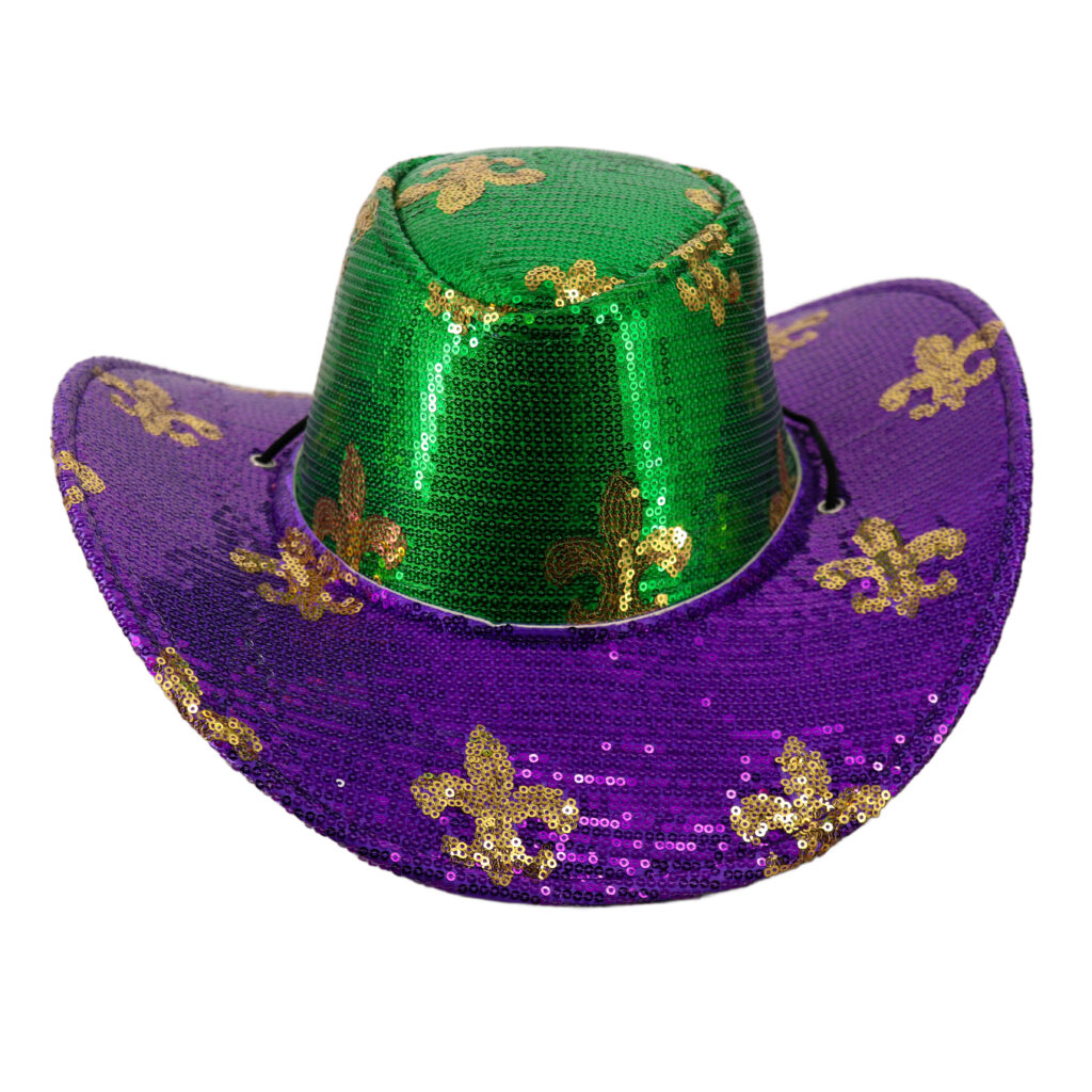 Mardi Gras Sequin Fleur Cowboy Hat