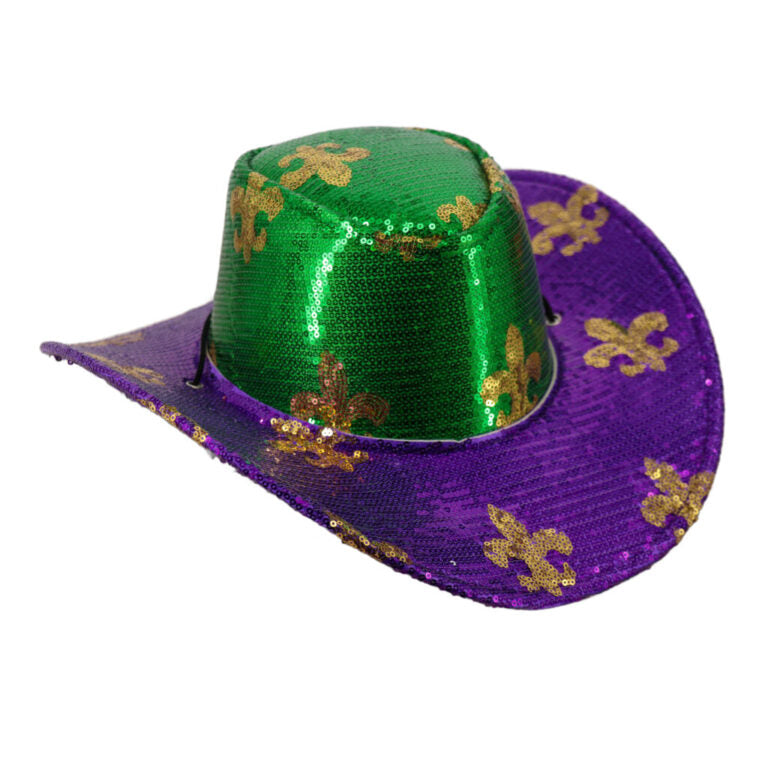 Mardi Gras Sequin Fleur Cowboy Hat