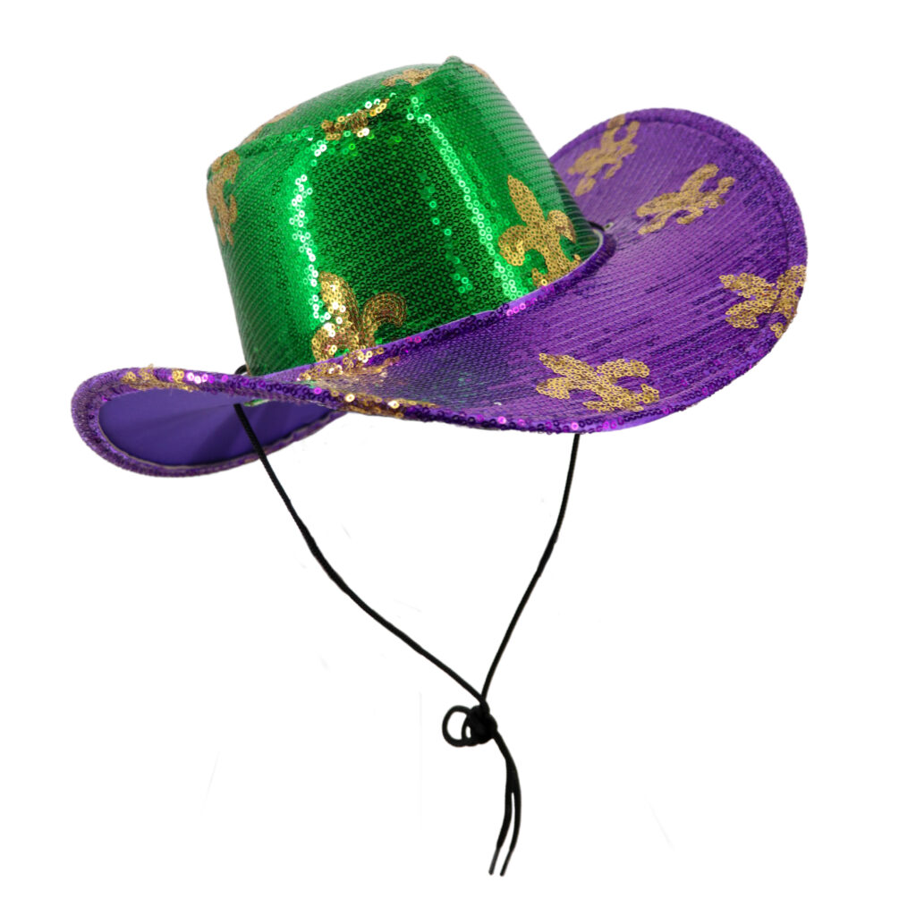 Mardi Gras Sequin Fleur Cowboy Hat