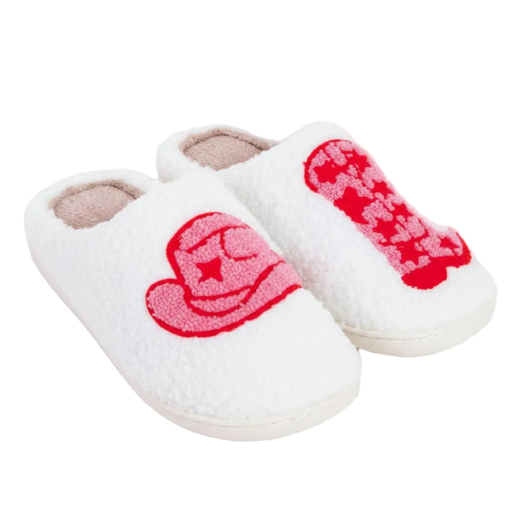 Cozy Pink Cowboy Hat & Boot Slippers