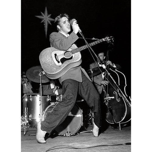 Elvis Singing at Olympia Theater Vintage Photo Fold Out Birthday Card