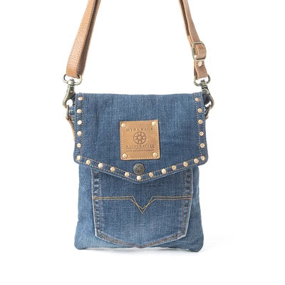 Studded Dahlia Denim Crossbody Bag