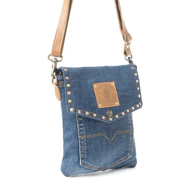 Studded Dahlia Denim Crossbody Bag
