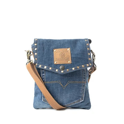 Studded Dahlia Denim Crossbody Bag