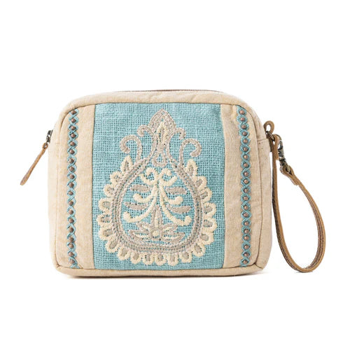 Azure Dune Canvas Pouch in Vintage Beige