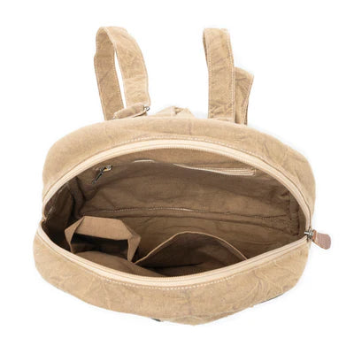 Boho Cosmic Upcycled Canvas Backpack in Vintage Taupe