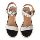 White Hairon Block Heels with Buckle Strap