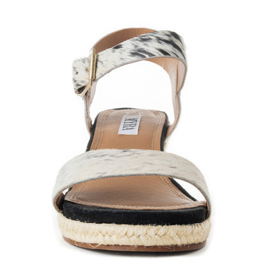 White Hairon Block Heels with Buckle Strap