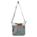 Turquoise Floral Hair-On Cowhide Handbag