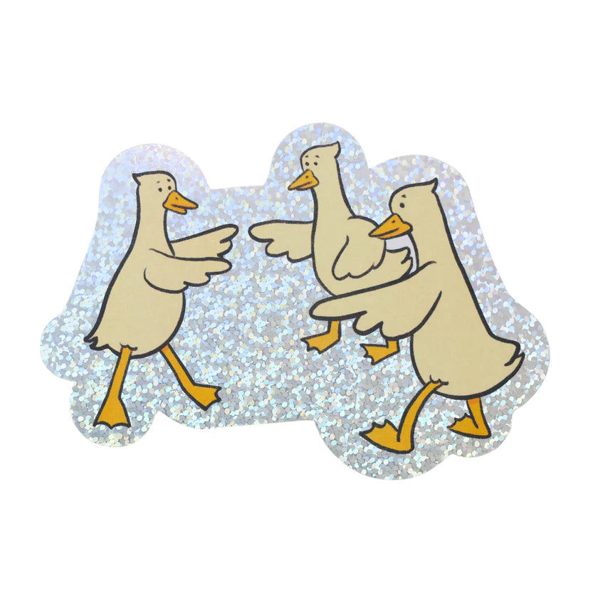 Three Silly Geese Pointing Sticker