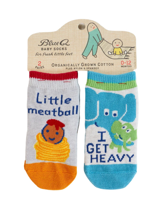 Little Meatball/ I Get Heavy Baby Socks