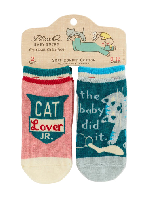 Cat Lover Jr./ The Baby Did It. Baby Socks