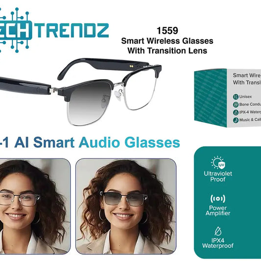 Smart Wireless Glasses W/Transition Lens
