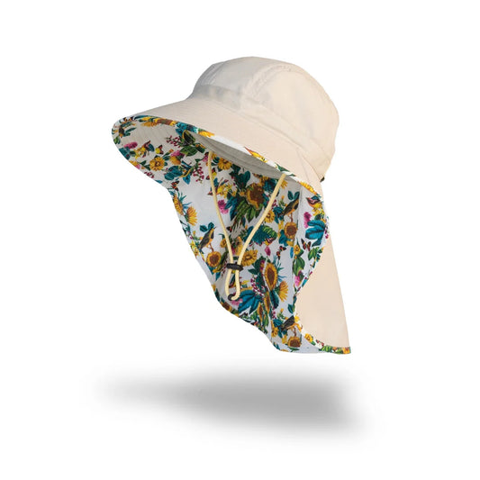 Back Flap Sun Hat - Garden Flower