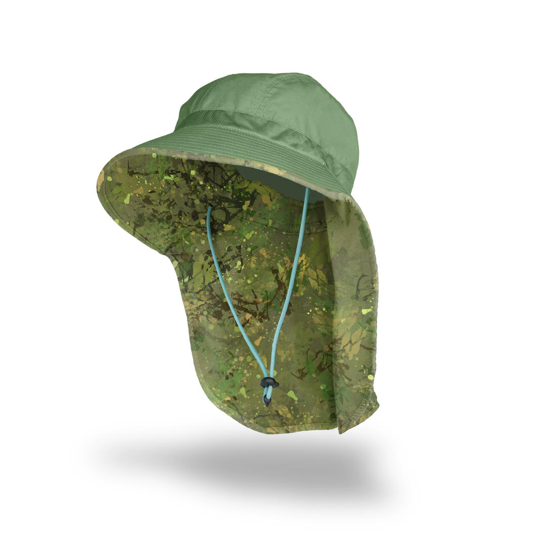 Back Flap Sun Hat - Green Brush Camo