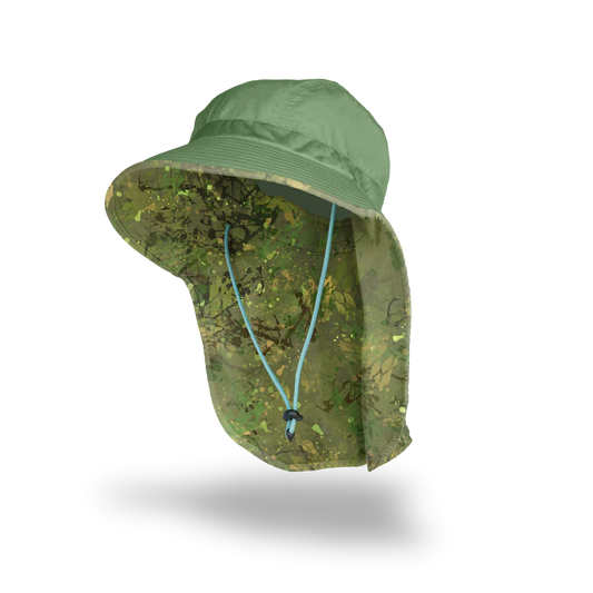 Back Flap Sun Hat - Green Brush Camo