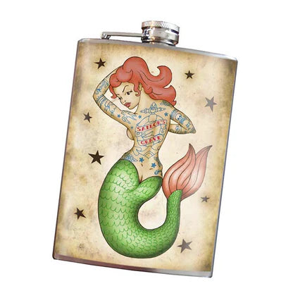 Tattooed Mermaid Flask