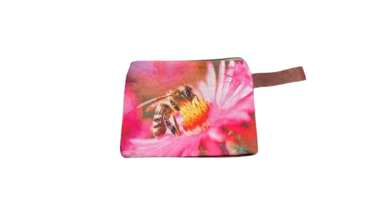 Medium Pink Bee Canvas Pouch