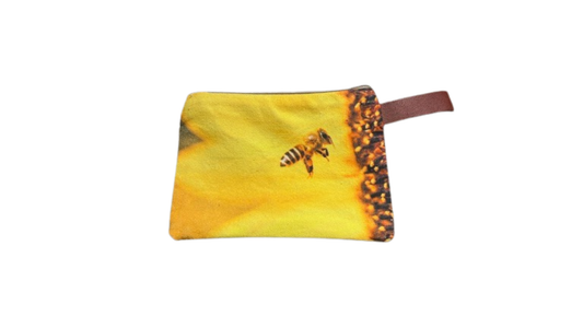 Medium Yellow Bee Canvas Pouch