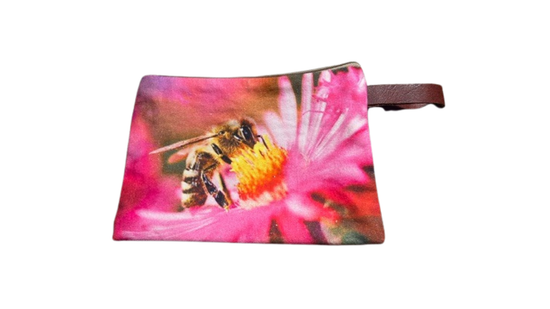Large Pink Bee Canvas Pouch