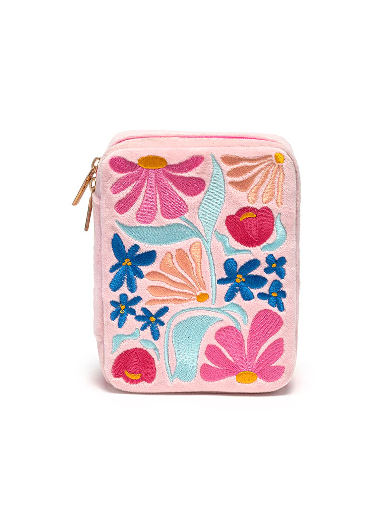 Retro Flower Jewelry Zip Case