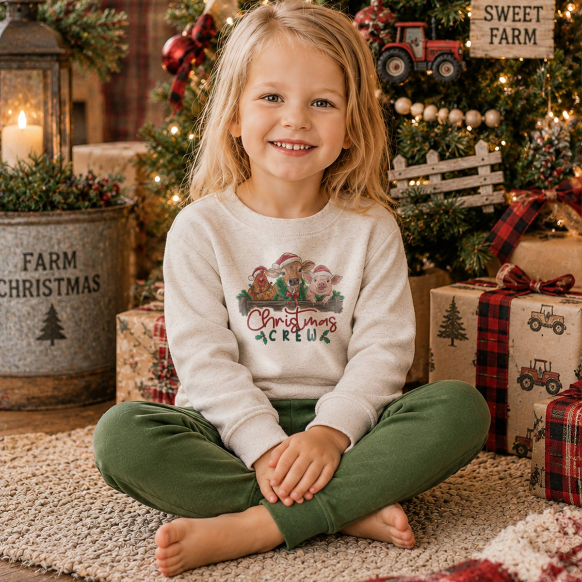 Christmas Crew Farm Pajama Set