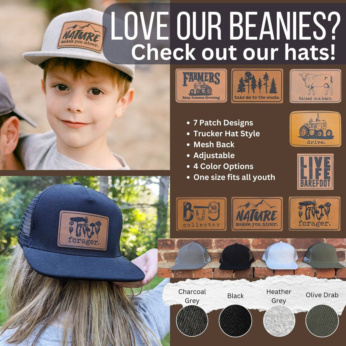 Raised in a Barn Cow Country Western Hat for Kids Rural Farm