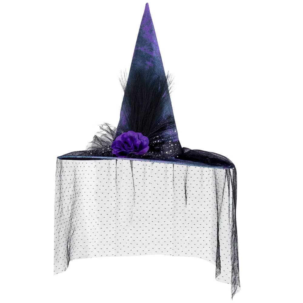 Purple Halloween Hat Mesh Witch Hat