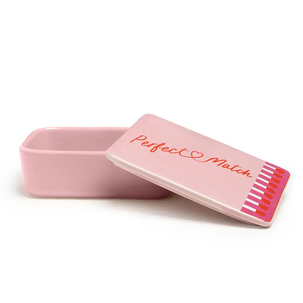 Ceramic Stash Box w/ Lid Matchbox "Perfect Match"