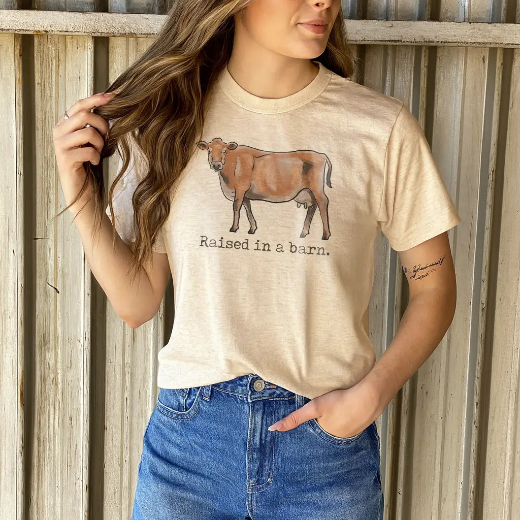 Raised in A Barn Cow Tee