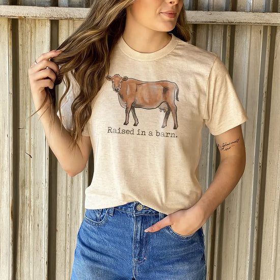 Raised in A Barn Cow Tee