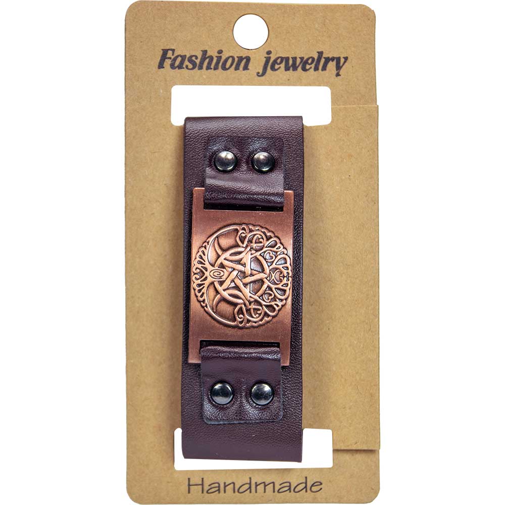 Tree of Life Brown Vegan Leather Adjustable Bracelet
