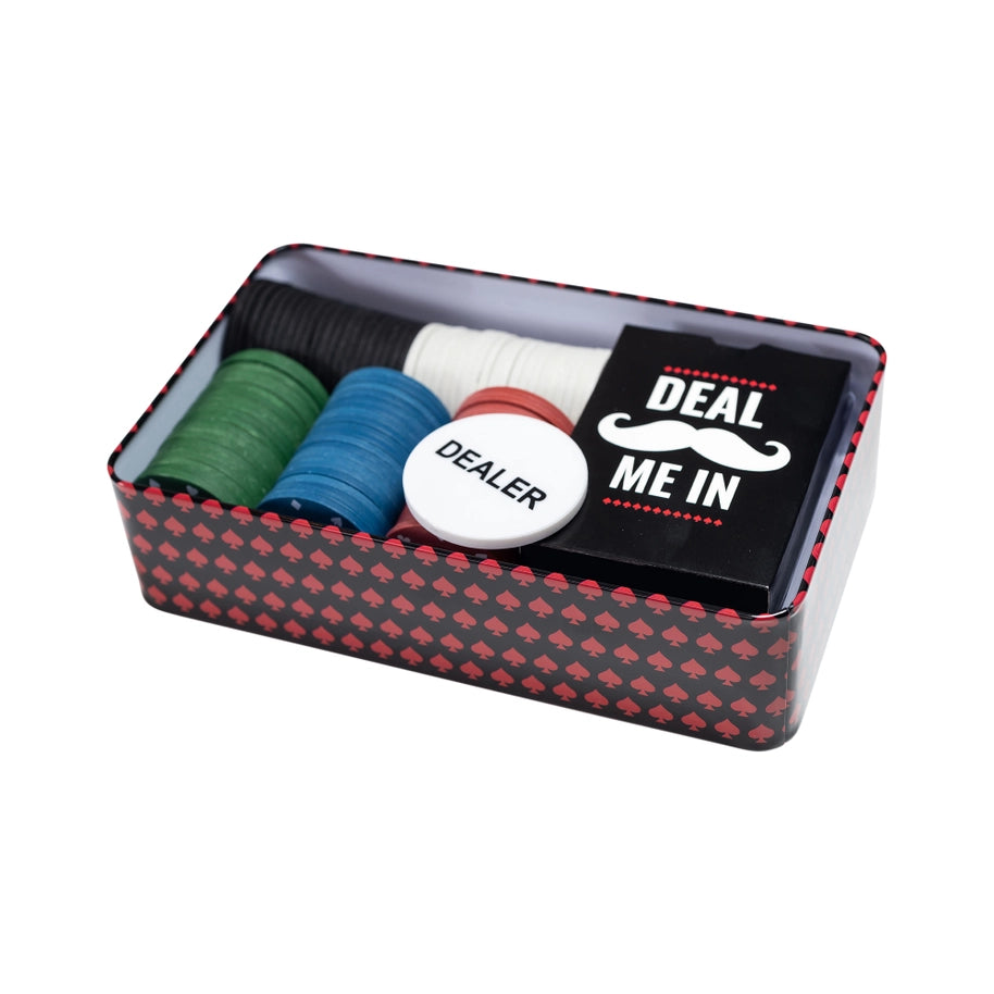Men's Professional Poker in A Tin Cards & Chips Set
